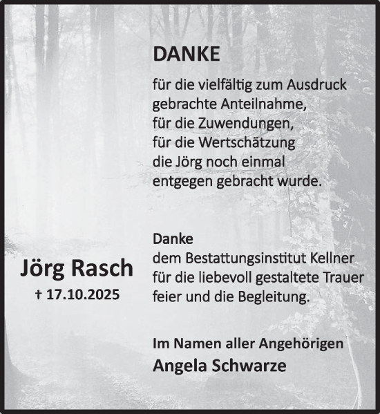 Traueranzeige von Jörg Rasch von Deister- und Weserzeitung