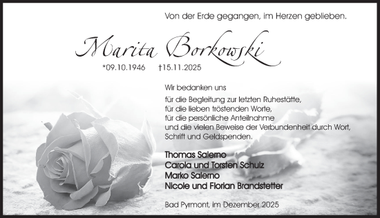 Traueranzeige von Marita Borkowski von Deister- und Weserzeitung