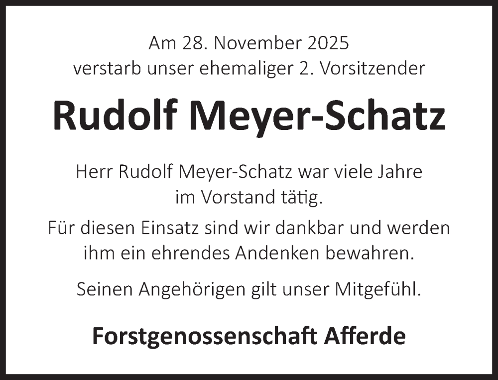  Traueranzeige für Rudolf Meyer-Schatz vom 10.12.2025 aus Deister- und Weserzeitung