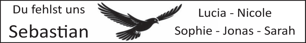  Traueranzeige für Sebastian  vom 24.01.2026 aus Deister- und Weserzeitung