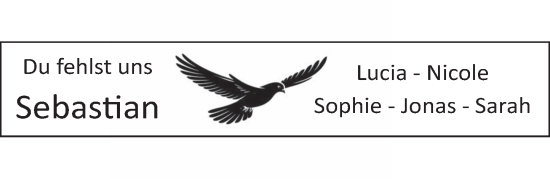 Traueranzeige von Sebastian  von Deister- und Weserzeitung