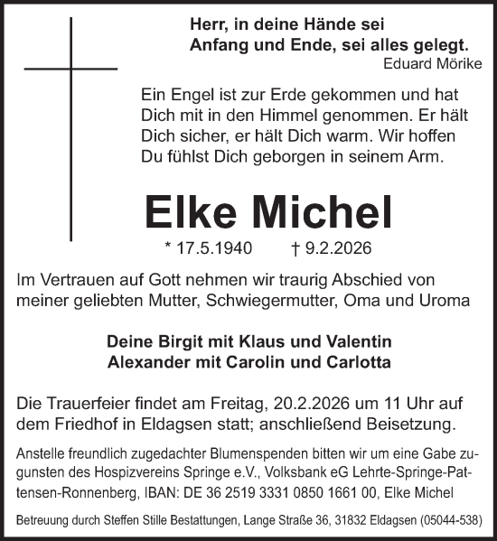 Traueranzeige von Elke Michel von Neue Deister-Zeitung